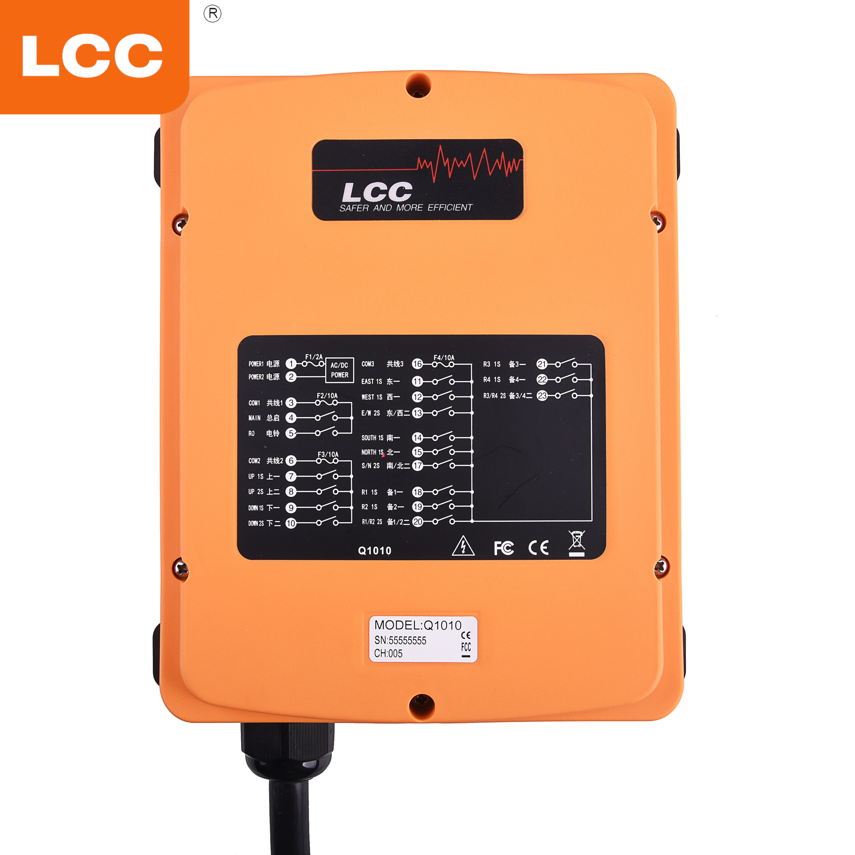 Q1010 LCC 윈치 무선 기중기 Rf 원격 제어 송신기 및 수신기